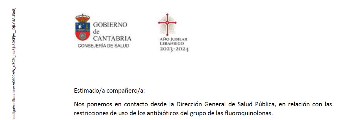 SALUD PBLICA: ENCUESTA USO DE FLUOROQUINOLONAS - CARTA