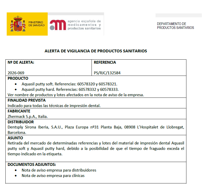 ALERTA DE PRODUCTO SANITARIO N� 2026-069