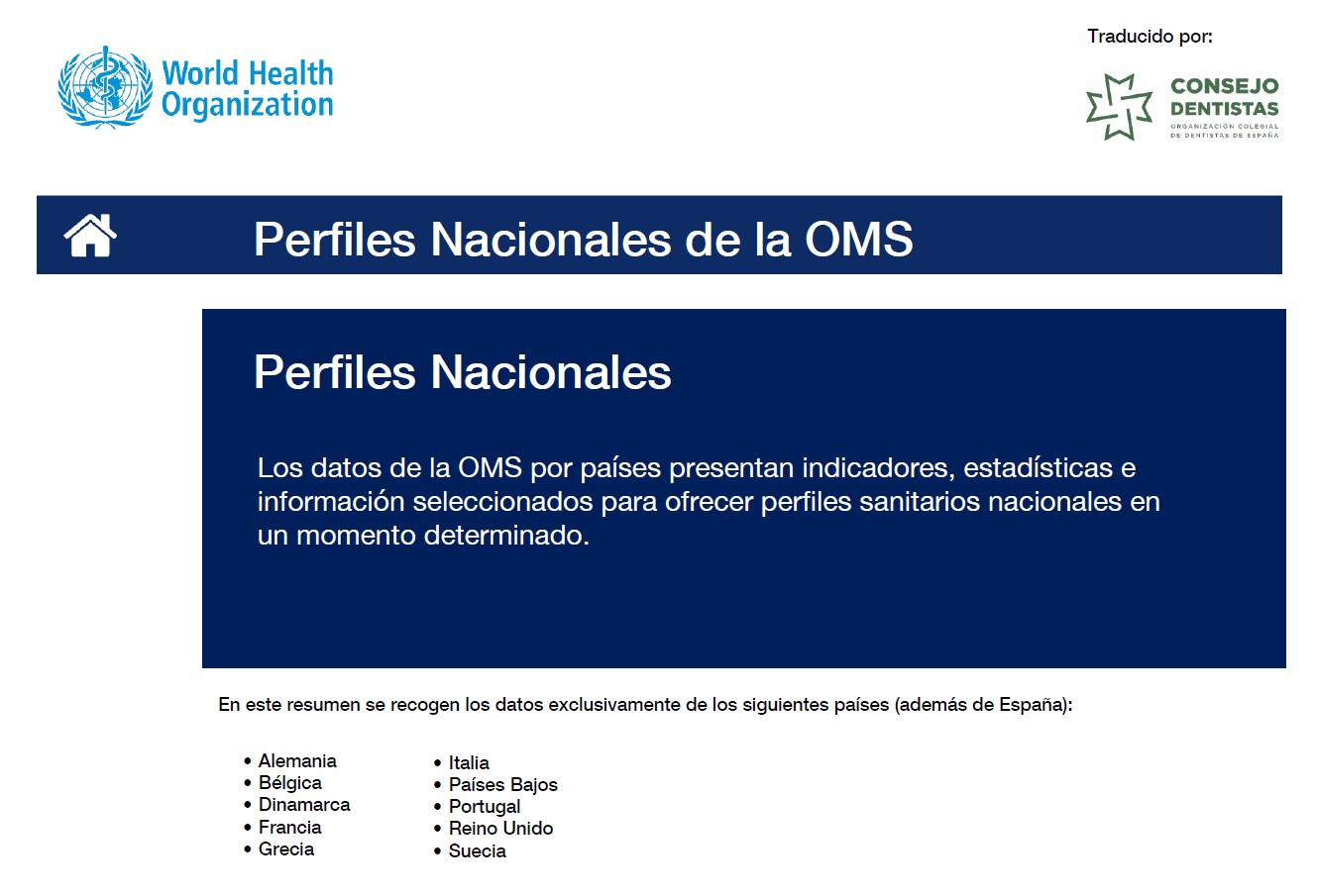 PERFILES DE SALUD ORAL POR PASES (OMS)