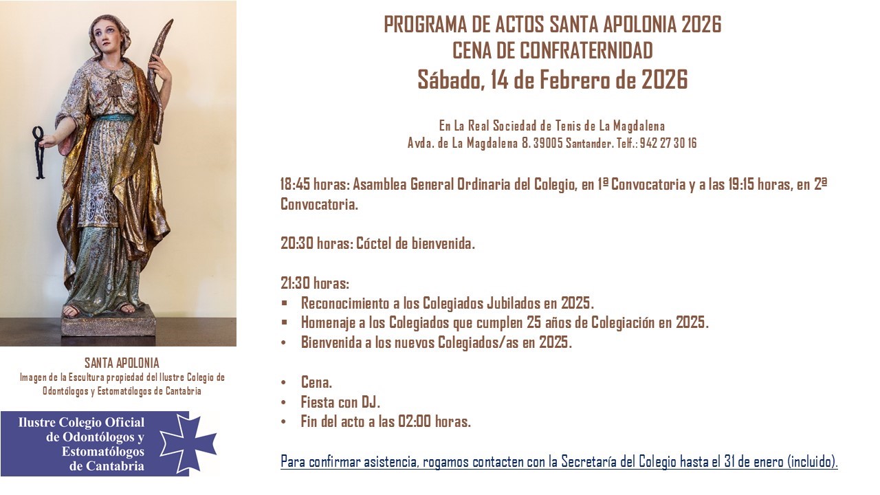 INVITACI�N SANTA APOLONIA COEC 2026, EL S�BADO 14 DE FEBRERO DE 2026, EN LA REAL SOCIEDAD DE TENIS de la MAGDALENA, A LAS 18:45 HORAS.