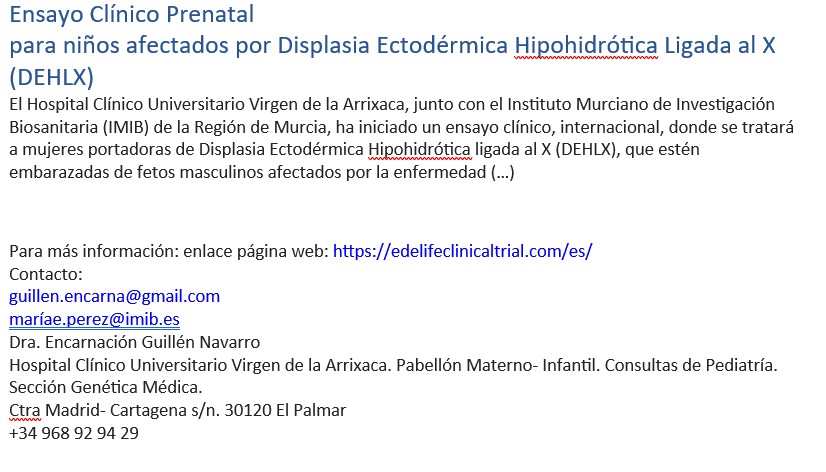 ENSAYO CLNICO SOBRE DISPLASIA ECTODRMICA HIPOHIDRTICA