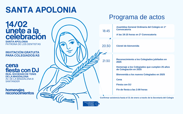 INVITACI�N ACTO SANTA APOLONIA 2026 Y ASAMBLEA, S�BADO 14/02/2026, EN LA REAL SOCIEDAD DE TENIS de la MAGDALENA